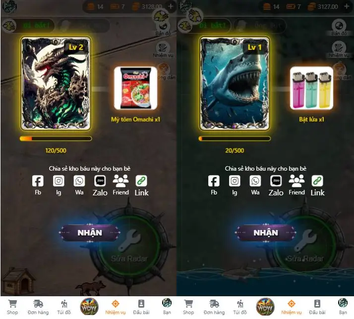 Hướng dẫn: Nâng cấp Pet + Lá bài Pet